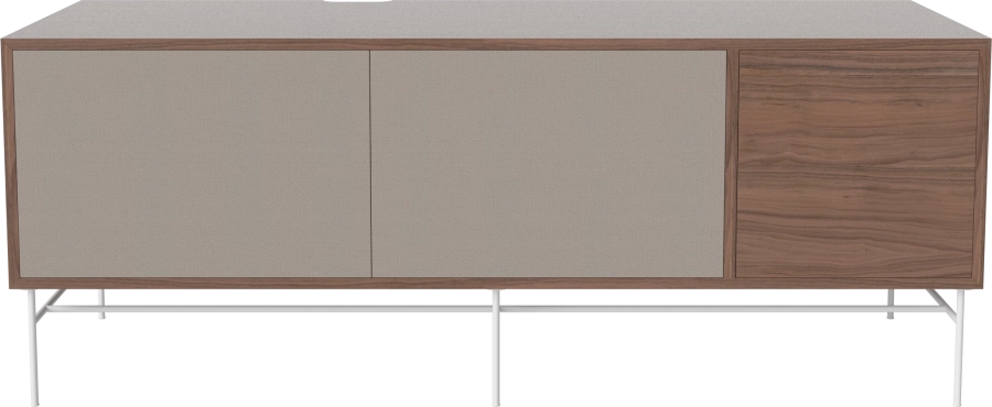 Case HiFi w. base - Large 48 cm_White lacquered steel_Grey Hifi fabric_Grey Hifi fabric_Oiled walnut 04-007-88_13100878.png