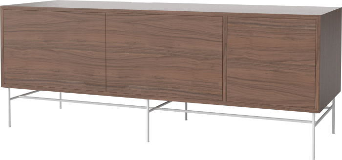 Case HiFi w. base - Large 48 cm_White lacquered steel_Oiled walnut_Oiled walnut_Oiled walnut 04-007-88_13101193_angle.png