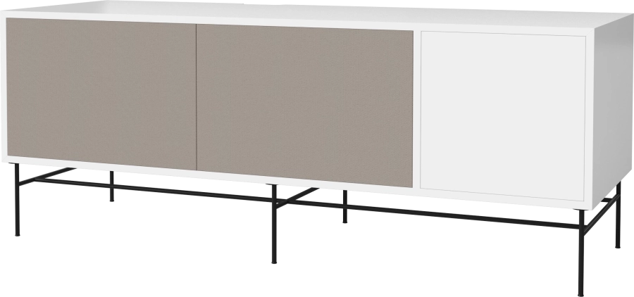 Case HiFi w. base - Large 48 cm_Black lacquered steel_Grey Hifi fabric_Grey Hifi fabric_White lacquered MDF 04-007-88_13100864_angle.png
