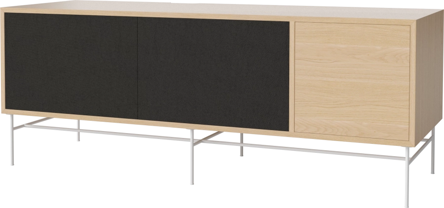 Case HiFi w. base - Large 48 cm_White lacquered steel_Black fabric_Black fabric_White pigmented oiled oak 04-007-88_13100845_angle.png