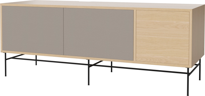 Case HiFi w. base - Large 48 cm_Black lacquered steel_Grey Hifi fabric_Grey Hifi fabric_White pigmented oiled oak 04-007-88_13100865_angle.png