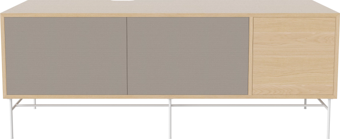 Case HiFi w. base - Large 48 cm_White lacquered steel_Grey Hifi fabric_Grey Hifi fabric_White pigmented oiled oak 04-007-88_13100880.png