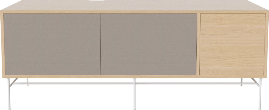 Case HiFi w. base - Large 48 cm_White lacquered steel_Grey Hifi fabric_Grey Hifi fabric_White pigmented oiled oak 04-007-88_13100880.png
