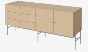 BOLIA kredens LUXE dąb bielony / szare uchwyty