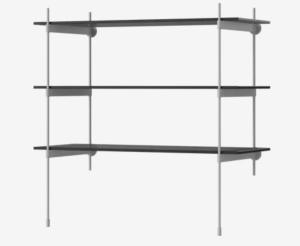 BOLIA regał ROD model 14 czarne szkło / szara stal