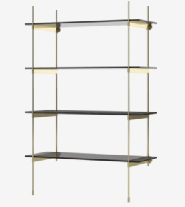 BOLIA regał ROD model 16 czarne szkło / mosiądz