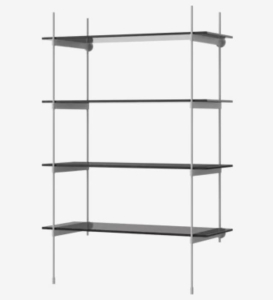 BOLIA regał ROD model 16 czarne szkło / szara stal