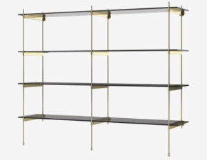 BOLIA regał ROD model 17 czarne szkło / mosiądz