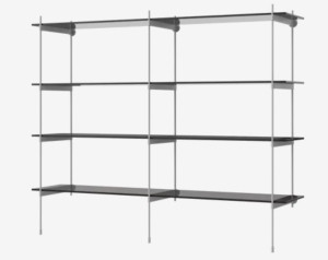 BOLIA regał ROD model 17 czarne szkło / szara stal