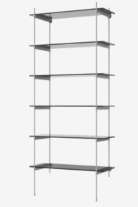 BOLIA regał ROD model 18 czarne szkło / szara stal