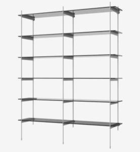 BOLIA regał ROD model 19 czarne szkło / szara stal