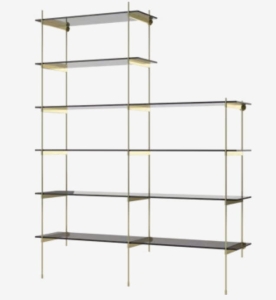 BOLIA regał ROD model 20 czarne szkło / mosiądz