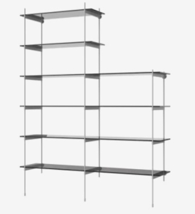 BOLIA regał ROD model 20 czarne szkło / szara stal