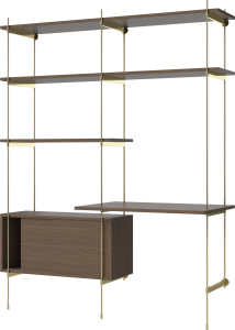 BOLIA regał ROD OFFICE DOUBLE ciemny dąb / mosiądz