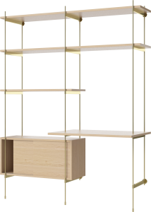 BOLIA regał ROD OFFICE DOUBLE dąb bielony / mosiądz