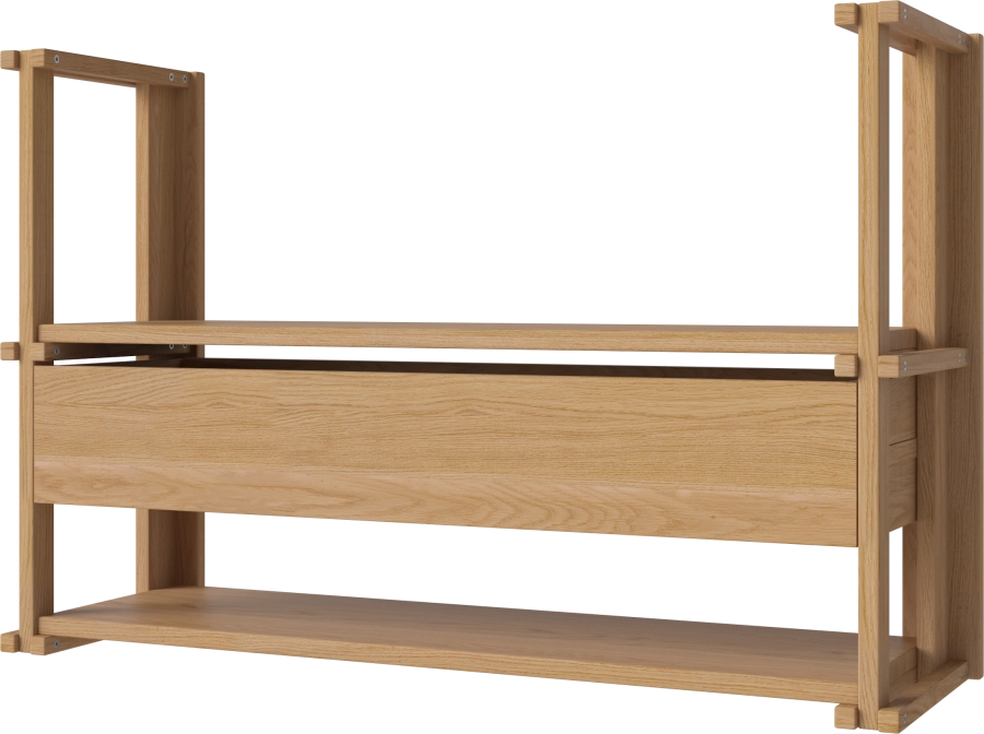 Friedman Wall Combination - single with drawer_Oiled oak Solid 00-153-11_00001_angle.png