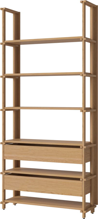 Friedman combination 1x6 - with two drawers_Oiled oak Solid 00-153-14_00001_angle.png