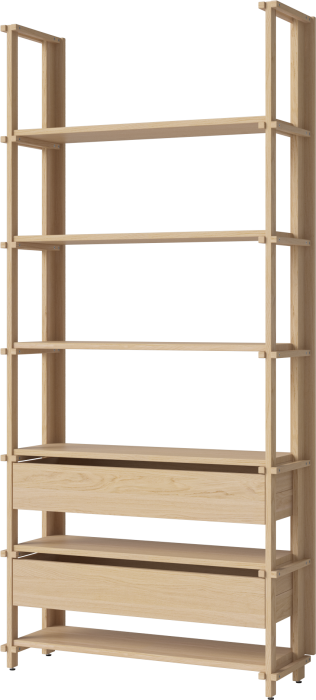 Friedman combination 1x6 - with two drawers_White pigmented oiled oak Solid 00-153-14_00002_angle.png