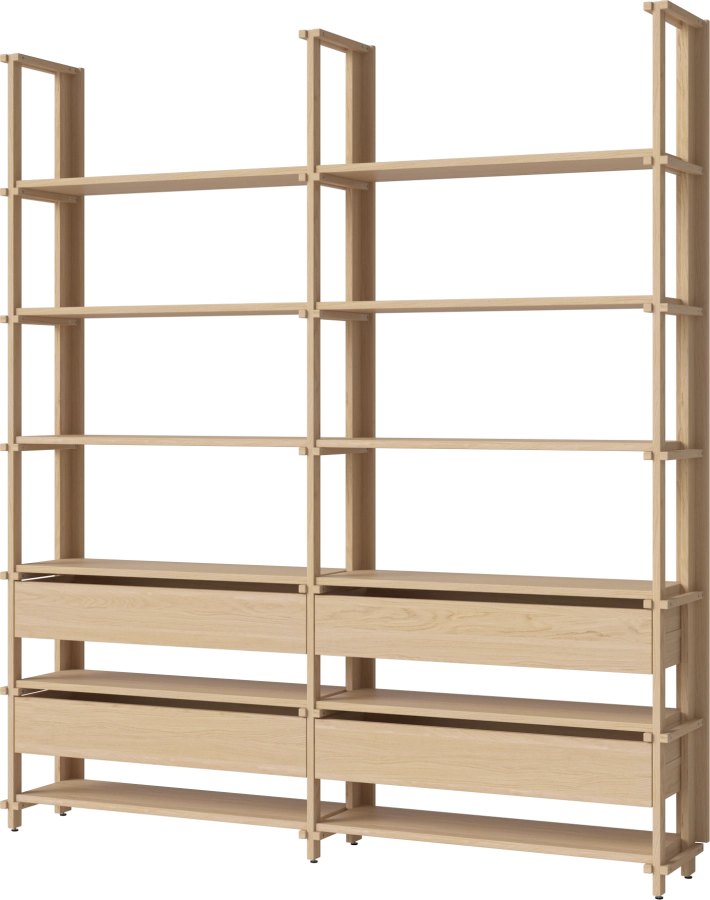 Friedman combination 2x6 - with four drawers_White pigmented oiled oak Solid 00-153-15_00002_angle.png