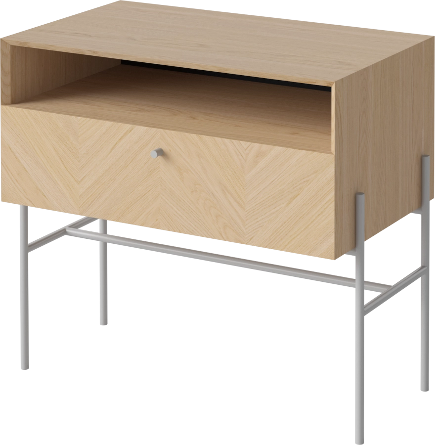 Luxe - 1 drawer - Low_Grey grip_Grey lacquered steel_White pigmented oiled oak Veneer_TSCA 04-141-01_00003_angle.png
