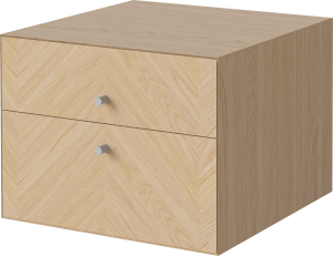 BOLIA szafka wisząca z podwójną szufladą  LUXE  40x40  dąb bielony szare uchwyty