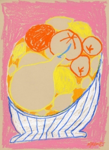 THE POSTER CLUB druk artystyczny FRUIT BOWL ON A PINK TABLE