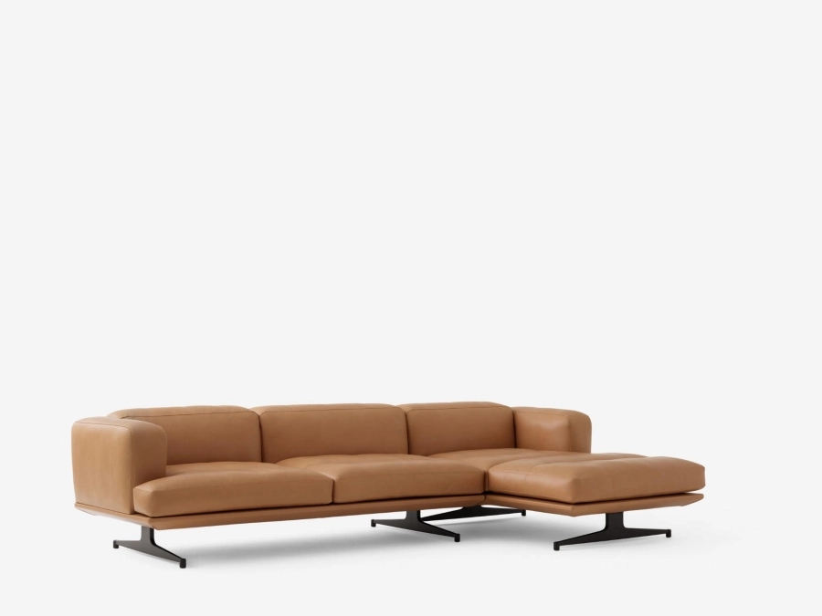 Inland Left Chaise Longue Sofa AV42_Warm Black w. Cognac_Angled Front.jpg