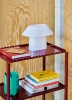 Drome Table Lamp white opal acrylic_Arcs Trolley High auburn red_Arcs Vase green.jpg