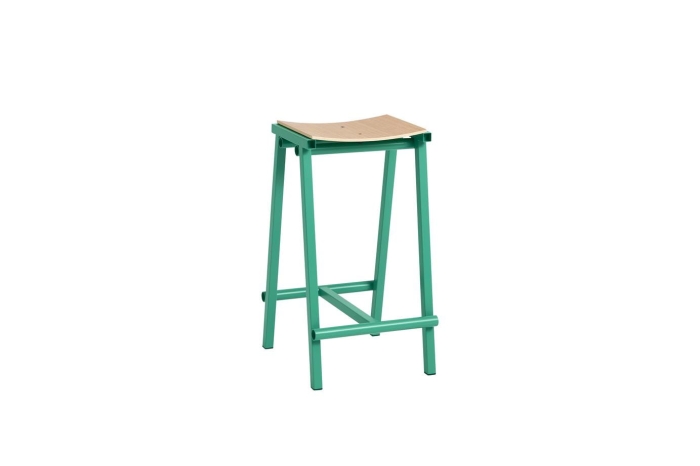 AE435-A406_Taburete 8 Bar Stool H65 wb lacquered oak veneer seat_soft jade powder coated base.jpg