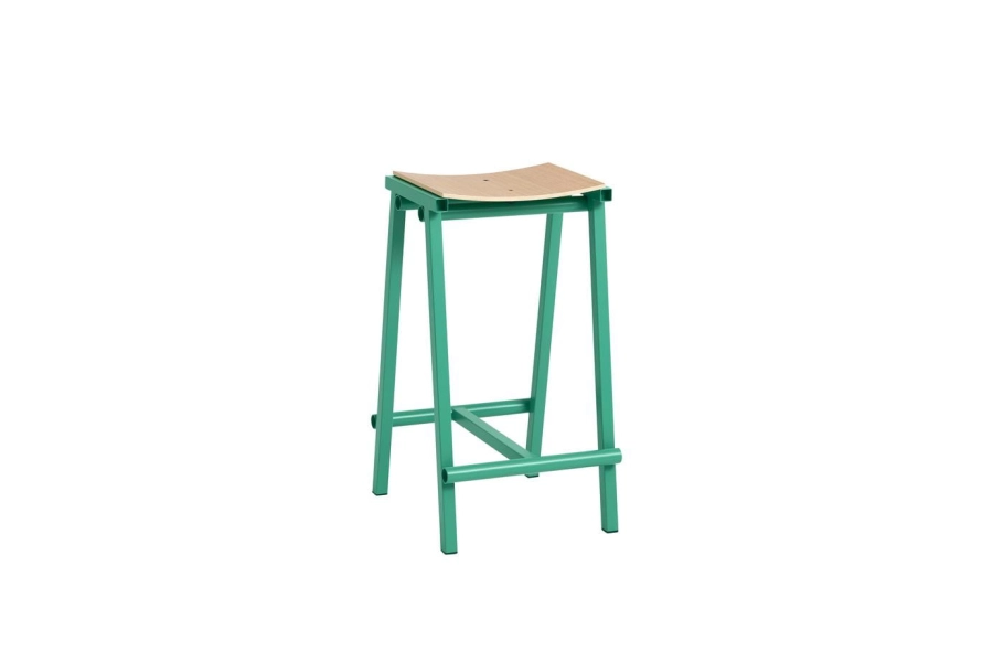AE435-A406_Taburete 8 Bar Stool H65 wb lacquered oak veneer seat_soft jade powder coated base.jpg