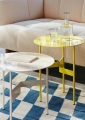 Shim Coffee Table dia54xH44 eggshell_Shim Coffee Table dia45xH51 custard_Shift Kelim Rug W140xL200 blue.jpg