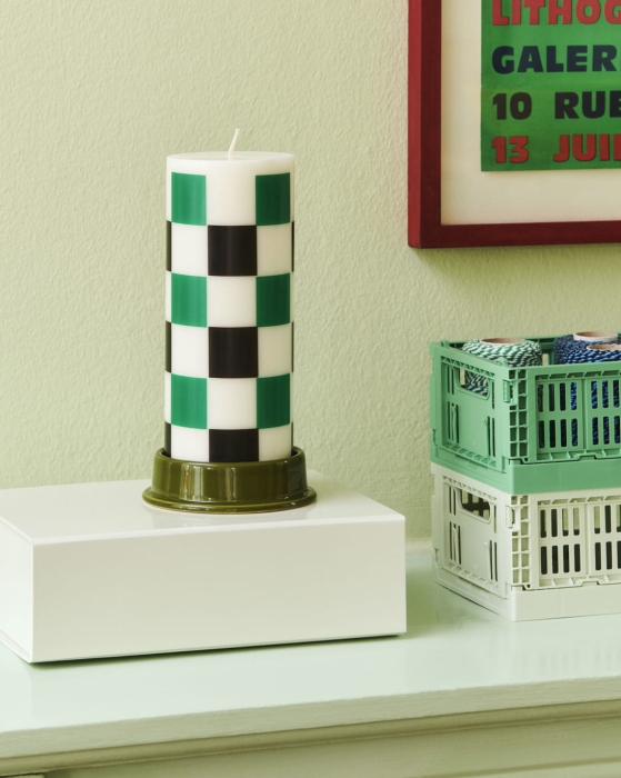 Column Candle M off-white and green and black check_Column Candleholder M army green_Colour Storage XS chalk white.jpg