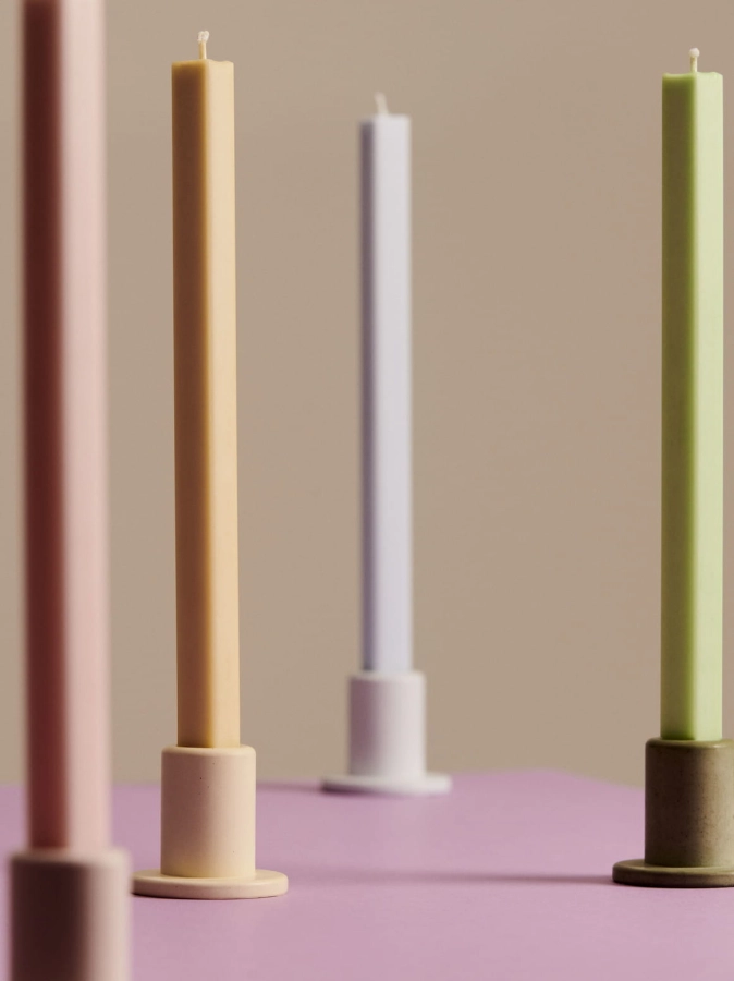 Square Candle light pink_lime beige_lavender_dusty green_Tube Candleholder Concrete S light pink_lime yellow_light blue_dusty green.jpg