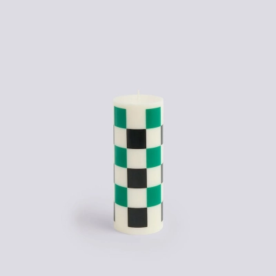 HAY świeca COLUMN M off-white - zielono - czarna