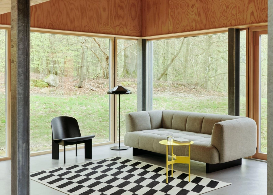 Quilton Lift 2 Seater Tadao 720 black wb lacquered oak base_Shim Coffee Table dia45xH51 custard.jpg