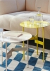 Shim Coffee Table dia54xH44 eggshell_Shim Coffee Table dia45xH51 custard_Shift Kelim Rug W140xL200 blue.jpg