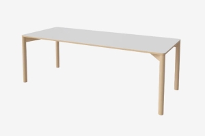 BOLIA stół rozkładany PANA 220 x 90 biały laminat / dąb bielony