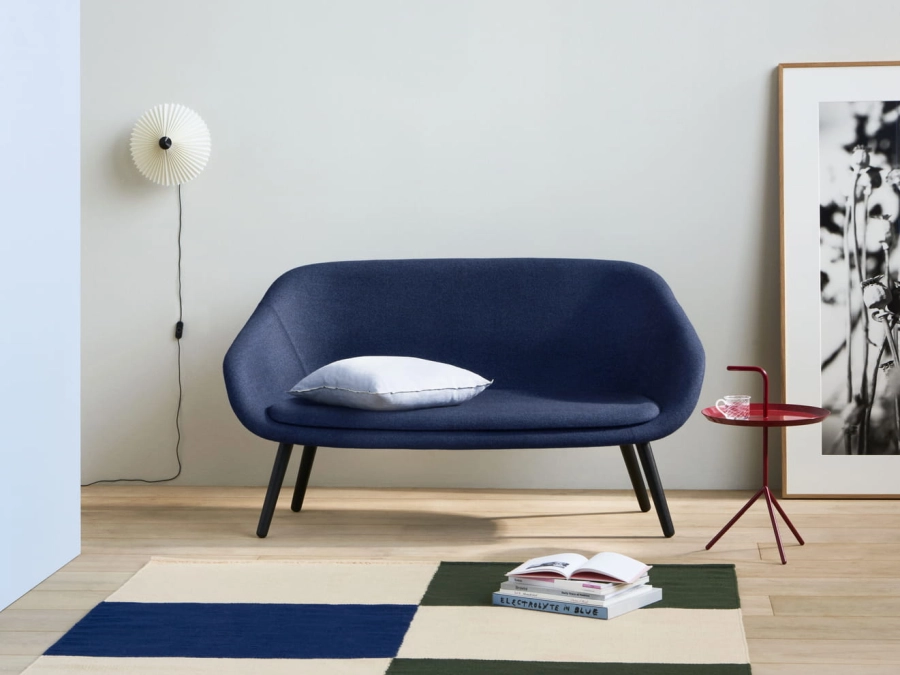 AAL Sofa Hallingdal 764 black wb lacquer base_Matin Wall white shade_Ethan Cook Flat Works peach green check_DLM cherry red high gloss.jpg