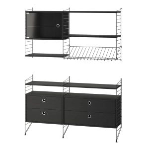 STRING konfiguracja LIVING ROOM T czarna | czarny jesion
