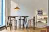 Matin Pendant 500 peach_Rey Bar Stool H75 umber brown wb lacquer beech base_Loop Stand High Table L160xW77,5xH97 black.jpg