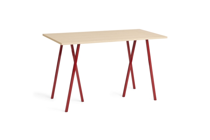 AE019-A342-AO35_Loop Stand High Table L160xW77,5xH97_wb lacquered oak tabletop_maroon red powder coated steel frame.jpg