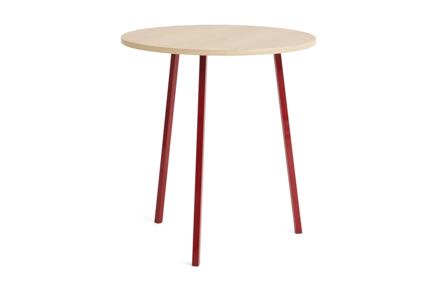AE017-A341-AO35_Loop Stand Round Table Ø90xH97_wb lacquered oak tabletop_maroon red powder coated steel.jpg