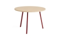 AE017-A339-AO35_Loop Stand Round Table Ø105xH74_wb lacquered oak tabletop_maroon red powder coated steel.jpg