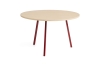 AE017-A340-AO35_Loop Stand Round Table Ø120xH74_wb lacquered oak tabletop_maroon red powder coated steel.jpg