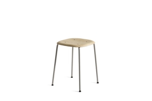 HAY stołek SOFT EDGE 70 jasnoszary / dąb lakierowany