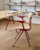Result Armchair wb lacquered oak seat_tomato red frame_Pyramid Table 02 L250xW85xH74 clear lacquered solid oak tabletop_tomato red frame.jpg