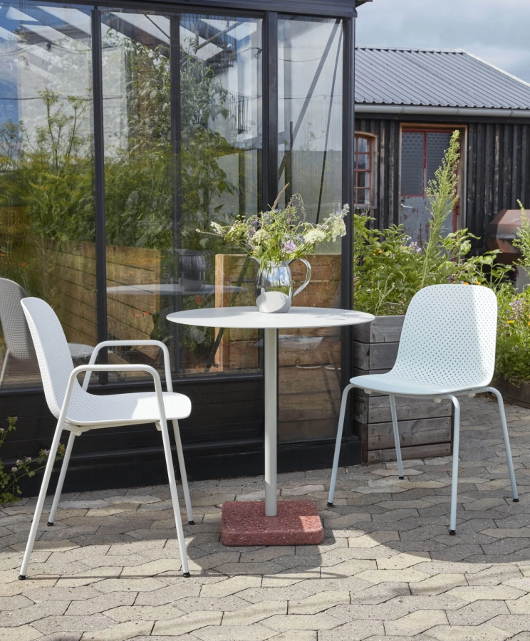 13Eighty soft blue shell pure grey base_13Eighty Armchair chalk white shell grey white base_Terrazzo Table sky grey red base.jpg