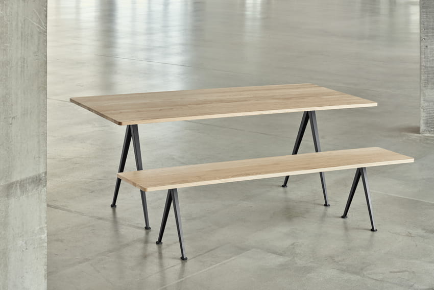Pyramid Bench 12 L190xW40xH46 Top wb lacquered oak Frame black_Pyramid Table 02 L190xW85xH74 Top wb lacquered oak Frame black.jpg