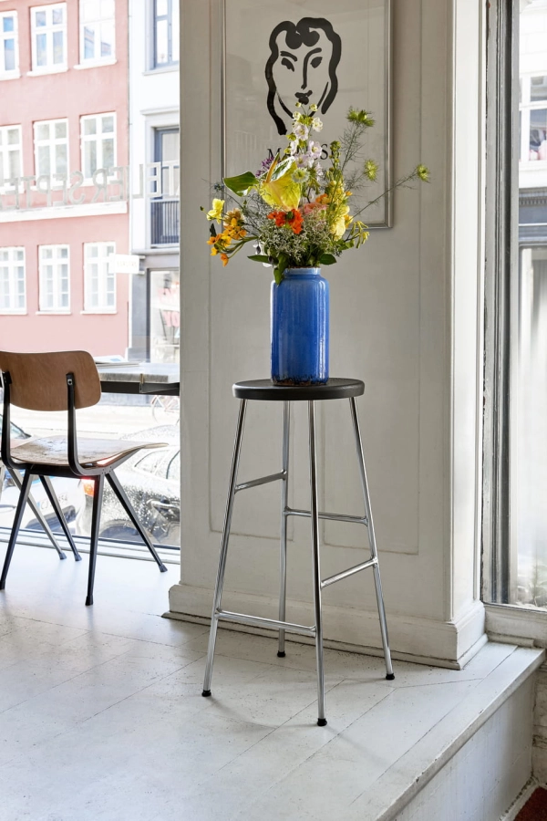Cornet Bar Stool H75 black oak seat chrome base_Result Chair wb lacquer oak back and seat black base.jpg