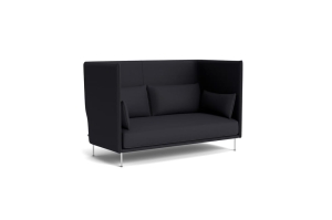 HAY sofa 2-osobowa wysoka SILHOUETTE nogi chromowane / black piping